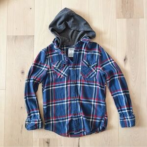 Blue Plaid Hooded Shirt